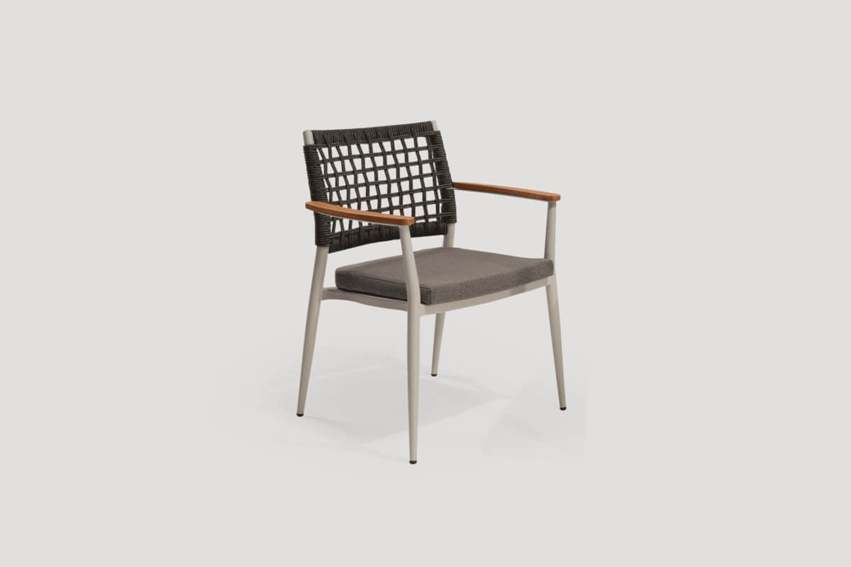 Záhradné sedenie EFE DINNING 90/180 set 6 krémová/taupe/šedá stolička