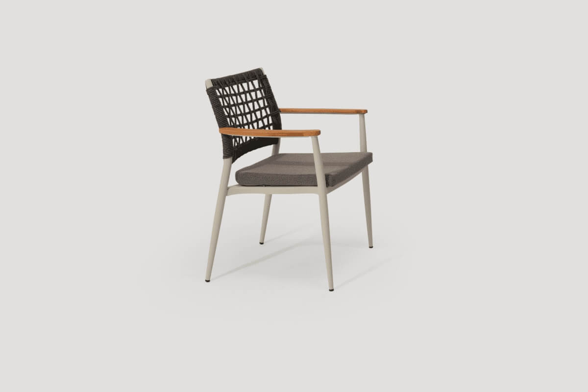 Záhradné sedenie EFE DINNING 90/180 set 6 krémová/taupe/šedá stolička